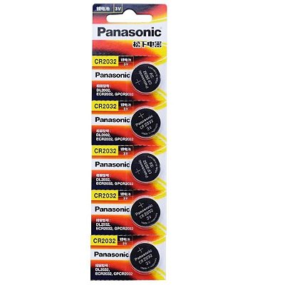 Kit com 5 bateria Panasonic CR 2032 3v Lithium
