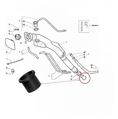 Mangueira da boca do gargalo tanque Palio Siena Strada Original 46465357