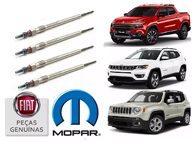 Jogo velas aquecedoras original Fiat Toro Jeep Compass Renegade Diesel 55200755
