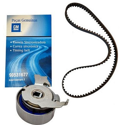 Kit correia dentada + tensor motor 1.0 1.4/ 1.8 8V - Cobalt de 2011 a 2019 Celta Classic Original 93353848-90531677