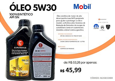 Óleo Eurorepar 5w30 sintético Mobil