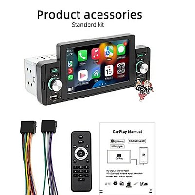 Central multimidia mp5 5 " 1 din carplay bt 5.1