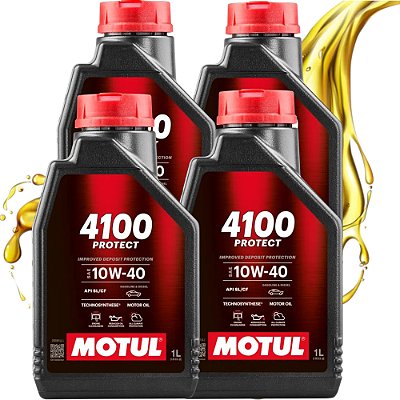 Kit 4L Óleo De Motor Motul 4100 10w40 Protect Semi Sintético 1l