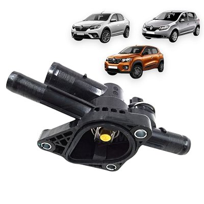 Carcaça + Válvula Termostática Sandero Logan 1.0 2017 A 2025