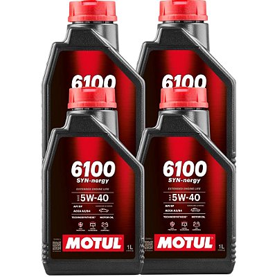 Kit 4 Litros Oleo Motul 6100 Syn-nergy 5w40 1l + BRINDE