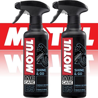 2 Sprays Motul E5 Shine & Go Brilho Carenagem 400ml + Brinde