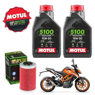Kit 2 Oleo Motul 5100 15w50 + Filtro Hiflo Ktm Duke 200 390 HF155