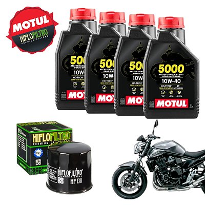 Kit Filtro Hf138 + 4 Óleo Motul 5000 10w40 Suzuki Bandit 650