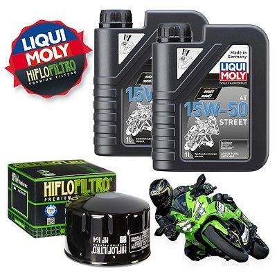 Kit 2 Óleos Liqui Moly 15w50 + Filtro Hf303 Kawasaki Zx10 Vulcan Ninja400