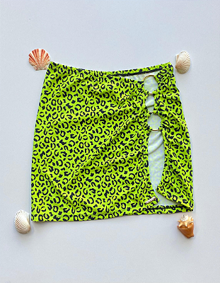 Saída de Praia Mykonos Animal Print Verde
