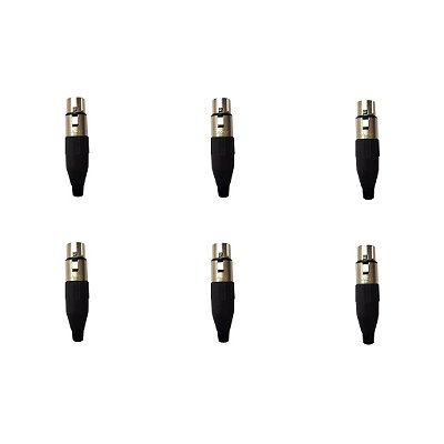 Kit 6 Conectores XLR Fêmea Linha PLG SA2X - SANTO ANGELO