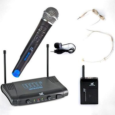 Kit Microfone Sem Fio TSI MS 215 CLI-UHF Mão /Cabeça /Lapela