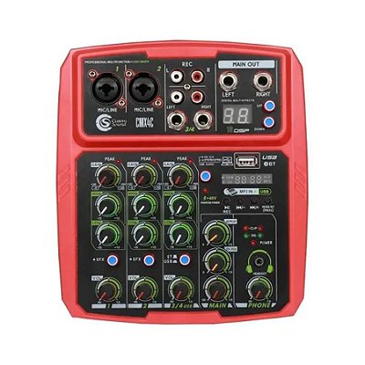 Mesa De Som 4 Canais CMX4C Vermelho - CUSTOM SOUND