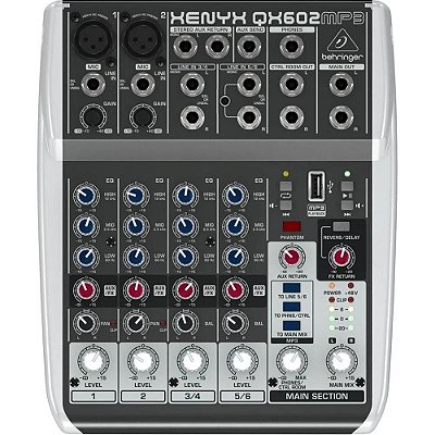 Mesa De Som Analógica Com 6 Canais XENYX QX 602 MP3 - BEHRINGER