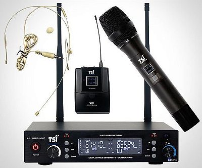 Microfone sem fio duplo BR-7000-CLI-UHF - TSI