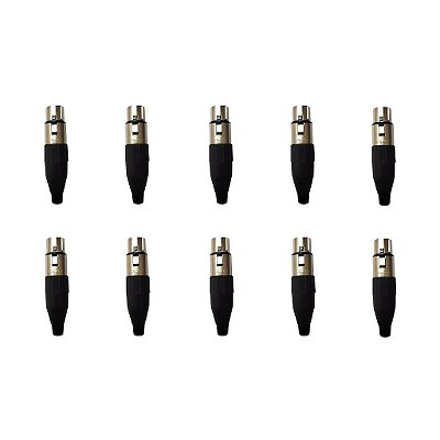 Kit 10 Conectores XLR Fêmea Linha PLG SA2X - SANTO ANGELO