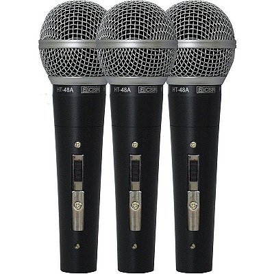 kit 3 Microfones Com Fio De Mão Dinâmico 48-3 - CSR