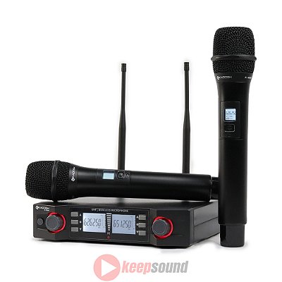Microfone Profissional de Mão Duplo Sem Fio K492M - KADOSH