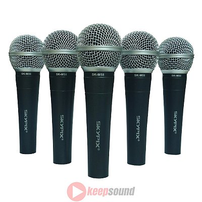 Kit 5 Microfones Profissionais de Mão SK-M58-5- SKYPIX