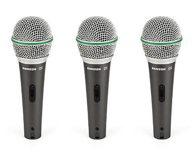 3 Microfones Dinâmico Q6 Super Cardióide Chave On/off - Samson