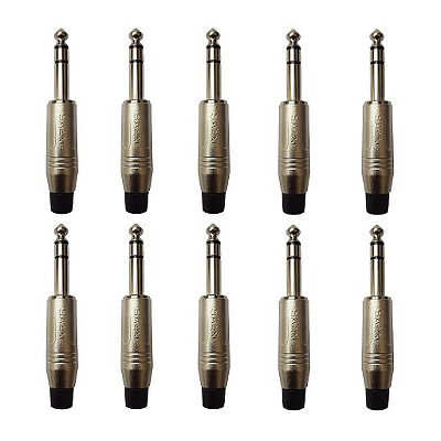 Kit 10 Conectores P10 Macho Estéreo Linha PLG SA2X - SANTO ANGELO
