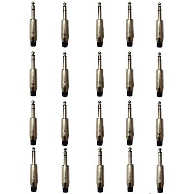 Kit 20 Conectores P10 Macho Estéreo Linha PLG SA2X - SANTO ANGELO