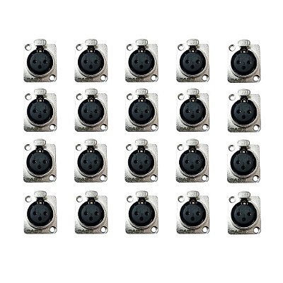 Kit 20 Conectores XLR Fêmea Painel SA2X - SANTO ANGELO