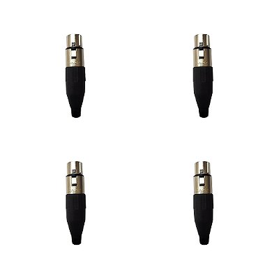 Kit 4 Conectores XLR Fêmea Linha PLG SA2X - SANTO ANGELO