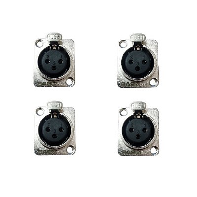 Kit 4 Conectores XLR Fêmea Painel SA2X - SANTO ANGELO