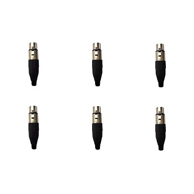 Kit 6 Conectores XLR Fêmea Linha PLG SA2X - SANTO ANGELO