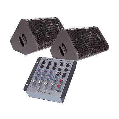 Kit Igreja Mesa de Som + Caixa Ativa + Passiva 200W 10 polegadas KIT MESA SAGA 10 – DONNER