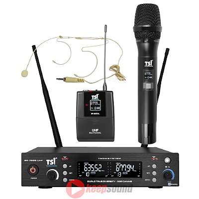 Kit Microfone Sem Fio Mão/Headset BR-7000-CLI-UHF - TSI