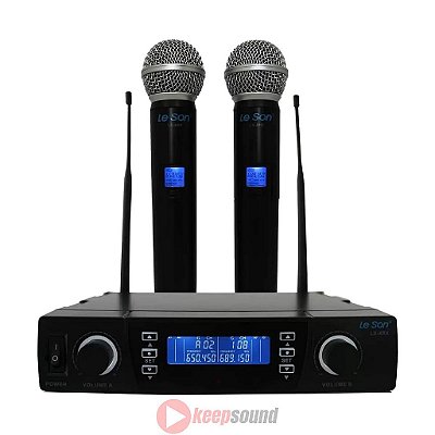 Microfone Duplo Profissional de Mão Sem Fio LSX02 - LESON