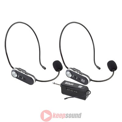 Microfone Duplo Profissional Headset Sem Fio SFW-20 - STANER