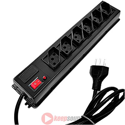 Régua de Energia Com Fusível 6 Tomadas 10A 5m FLP6 - TRANSCOLOR