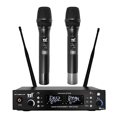 Microfone Profissional Duplo de Mão Sem Fio BR-7000-UHF - TSI