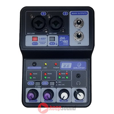 Mesa de Som Analógica Com Interface de Áudio 2 Canais PODCAST 2.0 - WALDMAN