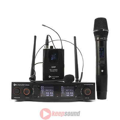 Microfone Duplo Profissional de Mão | Headset Sem fio K502C - KADOSH