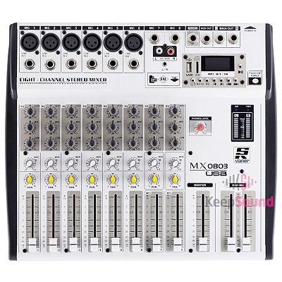 Mesa de Som 8 Canais MX0803 USB - STANER