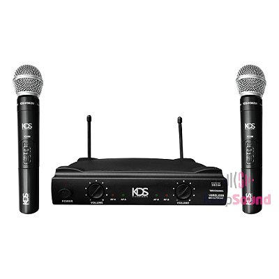 Microfone Profissional de Mão Duplo Sem Fio KDS-W 382M - KDS