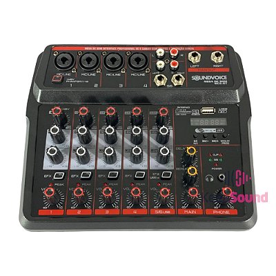 Mesa de Som 6 Canais MC6-BT - SOUNDVOICE