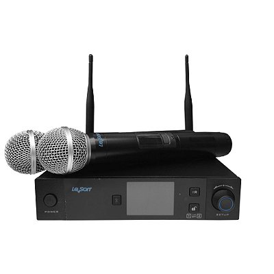 Microfone Profissional De Mão Duplo Sem Fio Ls Vks 2 - Leson