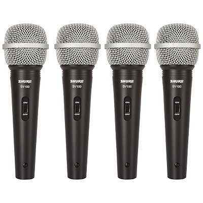 Kit 4 Microfones Profissionais Dinâmico Sv 100 - Shure
