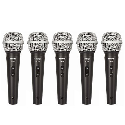 Kit 5 Microfones Profissionais Dinâmico Sv 100 - Shure