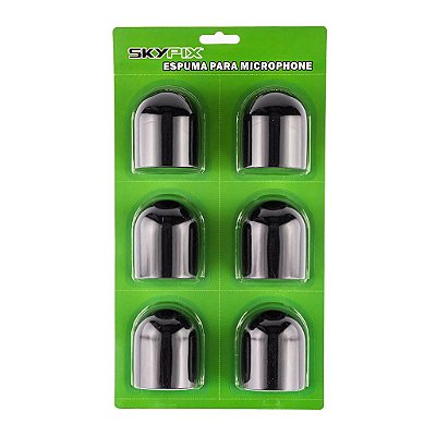 Kit 6 Espumas Para Microfone (preta) Sk-sp01 - Skypix