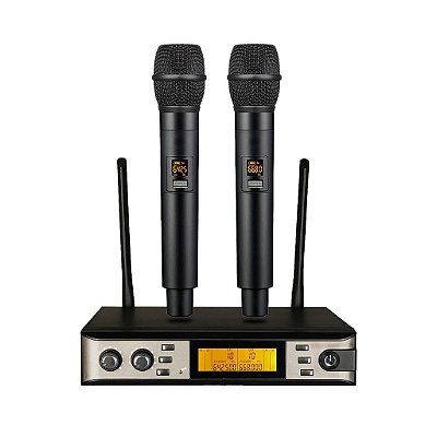 Microfone Profissional De Mão Duplo Sem Fio K402m - Kadosh