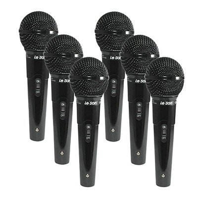 Kit 6 Microfone De Mão Dinâmico Cardioide Mc-200 Leson