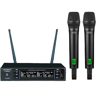 Microfone Profissional de Mão Duplo Sem Fio PRO SK-PRO 900 - SKYPIX