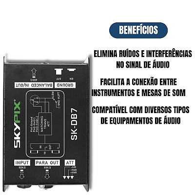 Direct Box Passivo Skypix SK-DB7 p/ Instrumentos