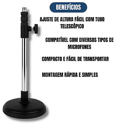 PEDESTAL DE MESA COM TUBO TELESCOPICO PQ MPS2 VISÃO